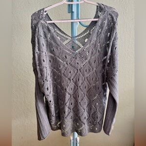 Elegant V-Neck Knit Sweater in Gray